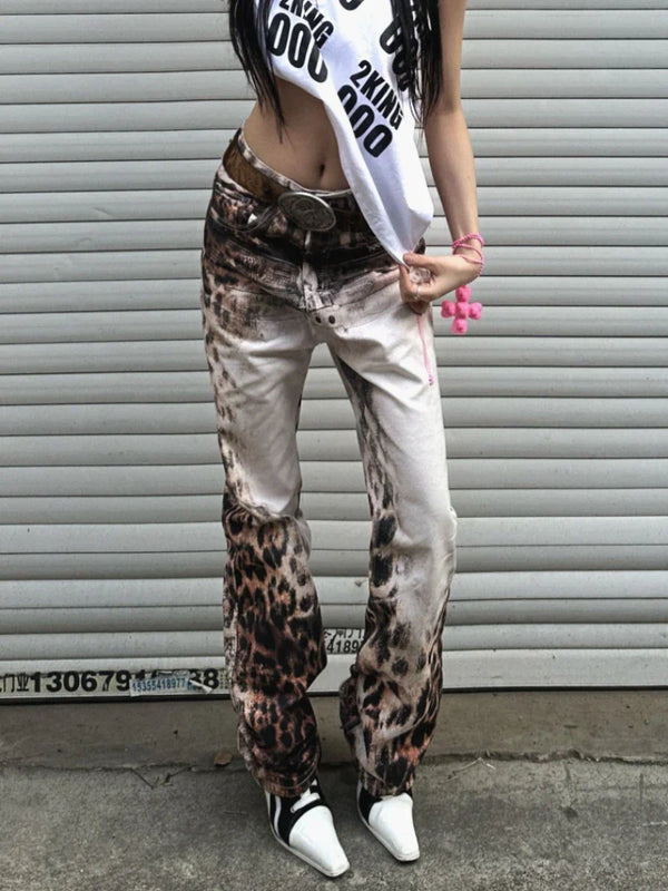 Wild Print Low Rise Bell Denim
