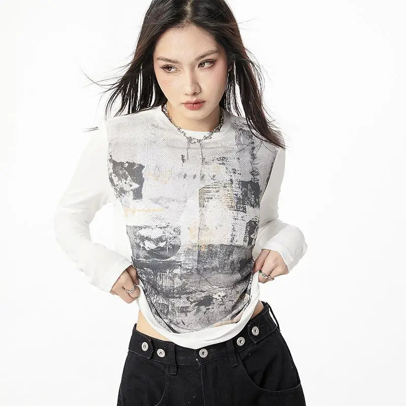 Digital-Age Han River Print Print T-Shirt
