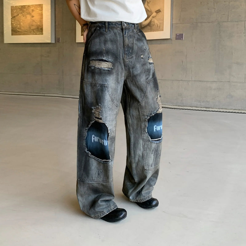 2000s Mosaic Torn Relaxed Classic Leg Denim