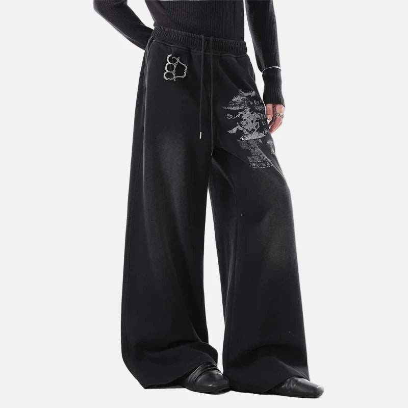 Vintage Harf Baskılı Jogger, önden görünüm — Navra Wear