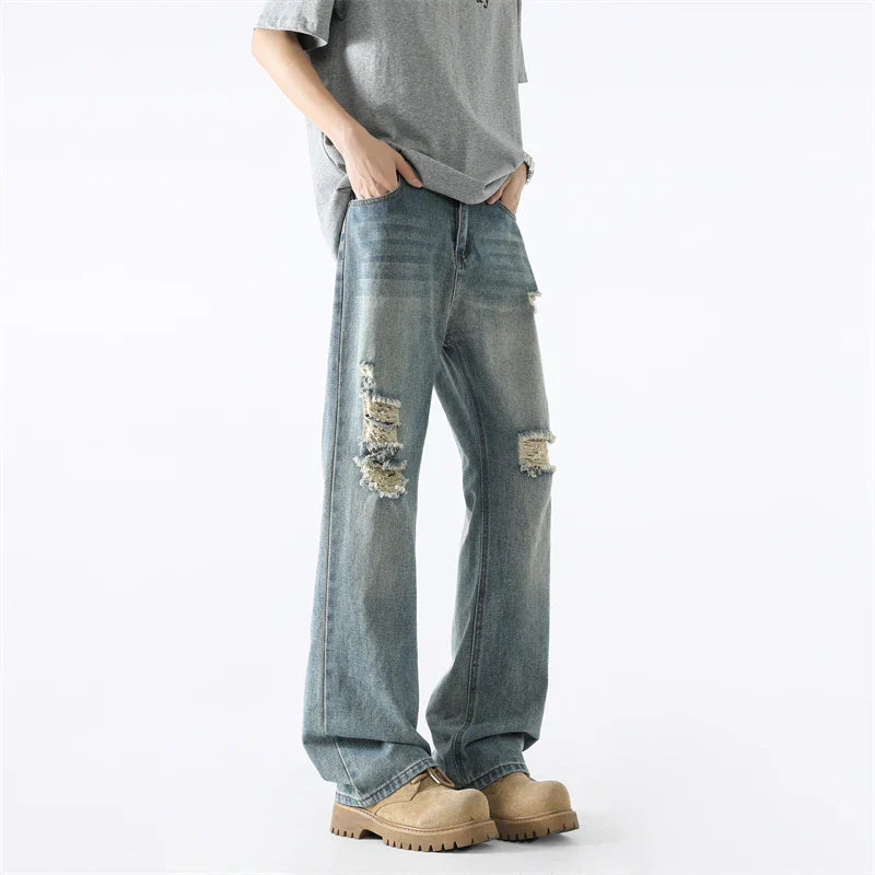 Heritage Metro Scratched Blue Torn Denim