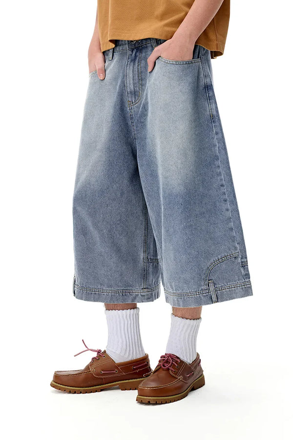 Y2K Yıkanmış Jean Şort, önden görünüm — Navra Wear