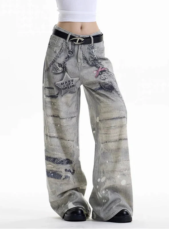 Essential Metro Dark Graphic Print Boyfriend Denim