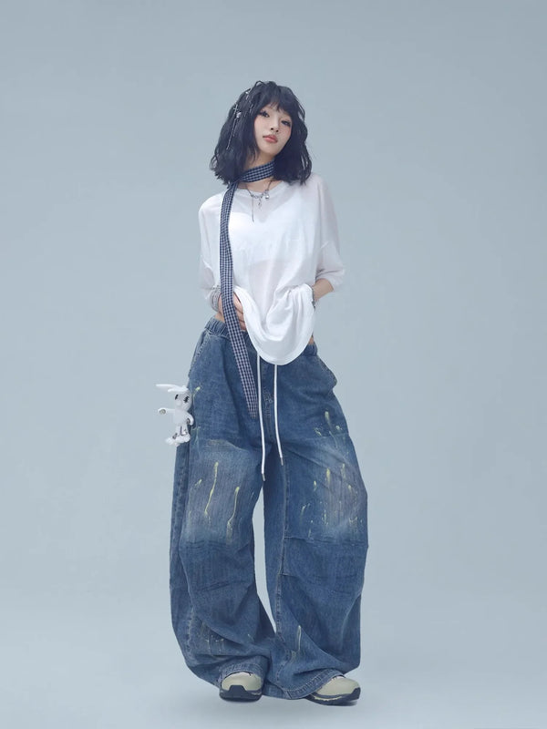 Aged Ink Hip-Hop Trousers