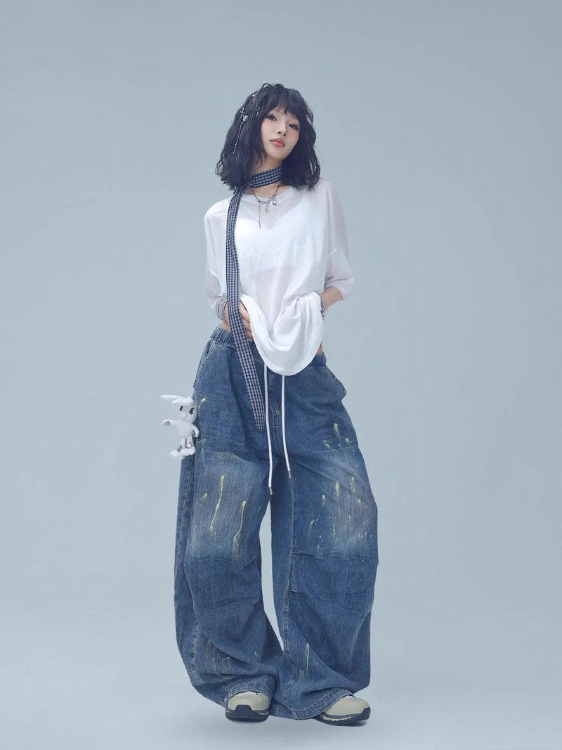 Aged Ink Hip-Hop Trousers