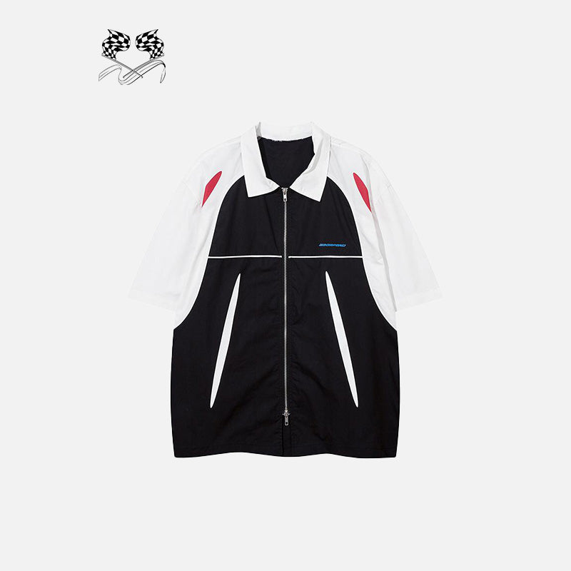 Colorblock Zip-Through Woven Shirt