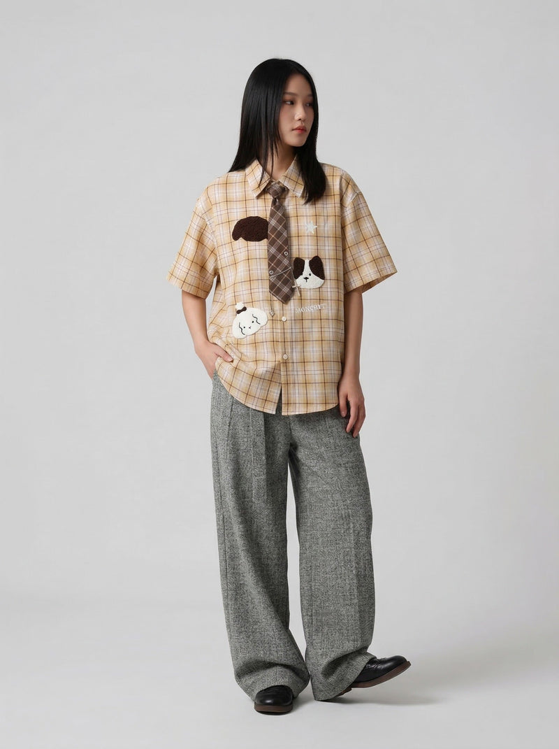 Chic Puppy Constellation Thread-Work Shirt