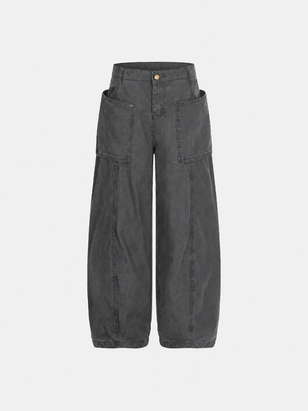 Büyük Cepli Baggy Bol Paça Pantolon, yan görünüm — Navra Wear