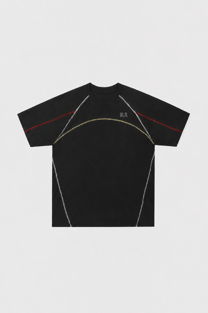 Kontrast Dikişli Tişört, arka görünüm — Navra Wear