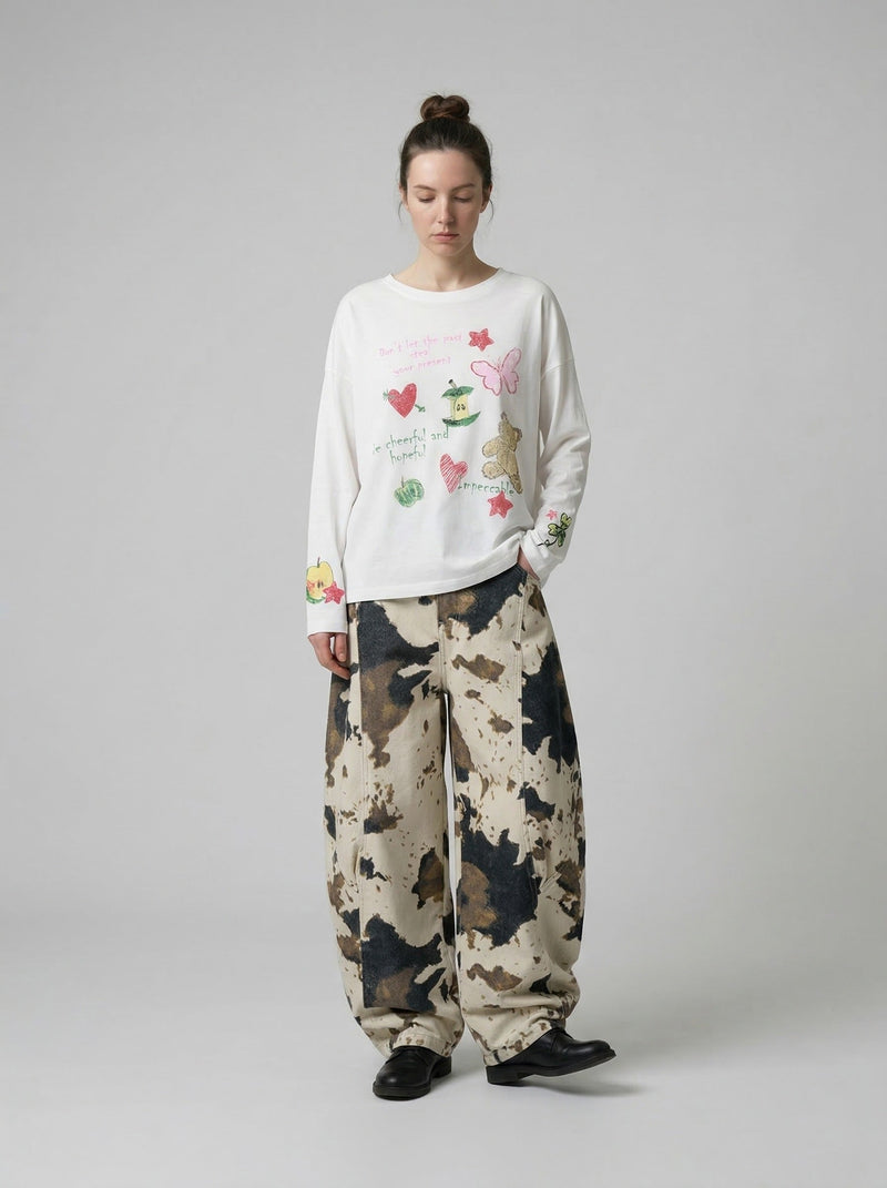 Whimsical Long Sleeve Visual T-Shirt