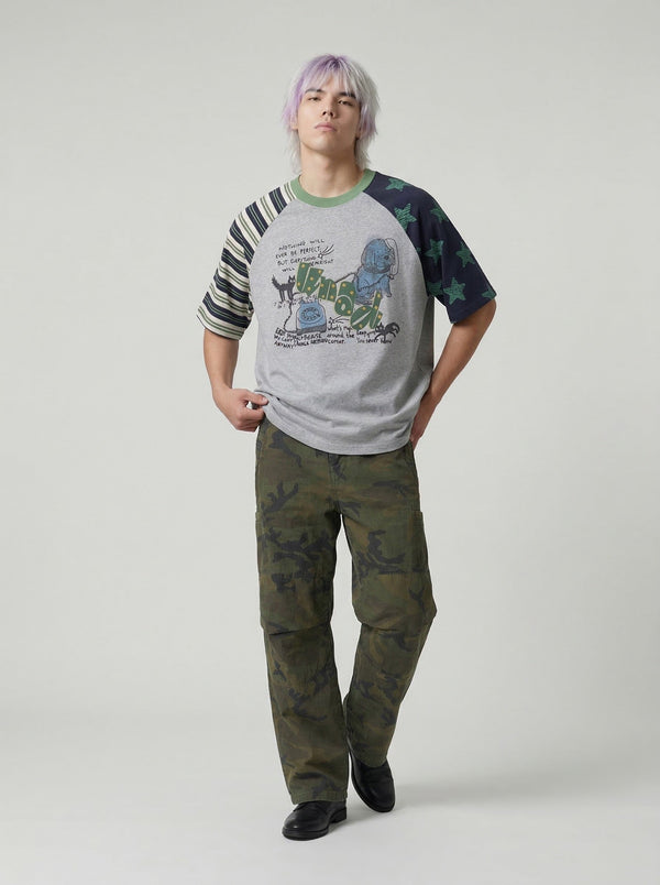 Whimsical Hound Illustrated Raglan T-Shirt