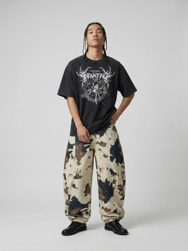 Inhumane Print Big-Silhouette T-Shirt