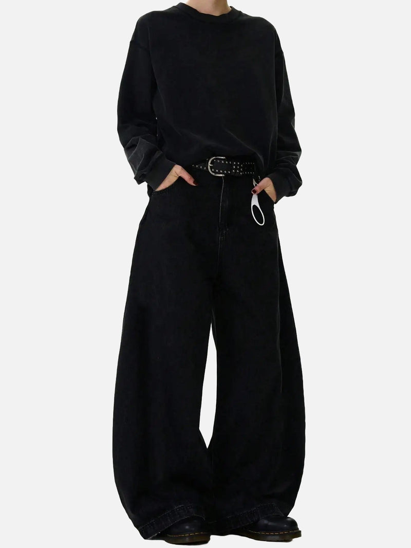 DAXUEN Women's black wide-leg jeans with high waist