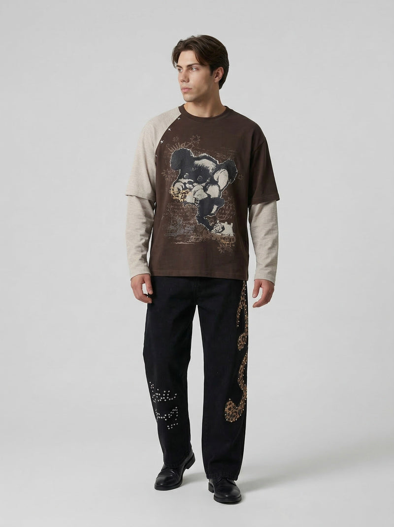 Lived-In Forest-Cub Illustrated Long Sleeve T-Shirt