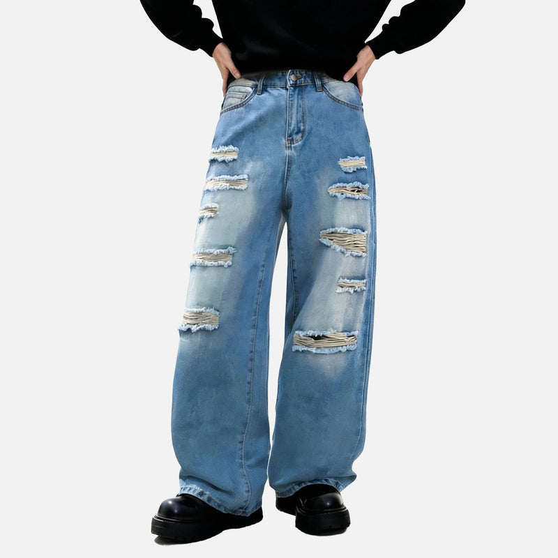 DAXUEN Distressed wide leg black jeans