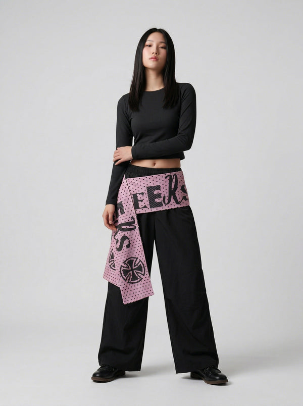 Sash Contrast Wide-Leg