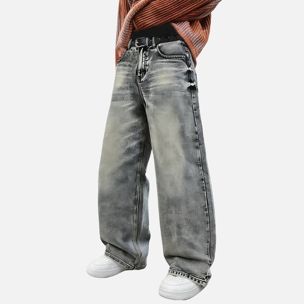 Yıkanmış İspanyol Paça Jean Pantolon, önden görünüm — Navra Wear