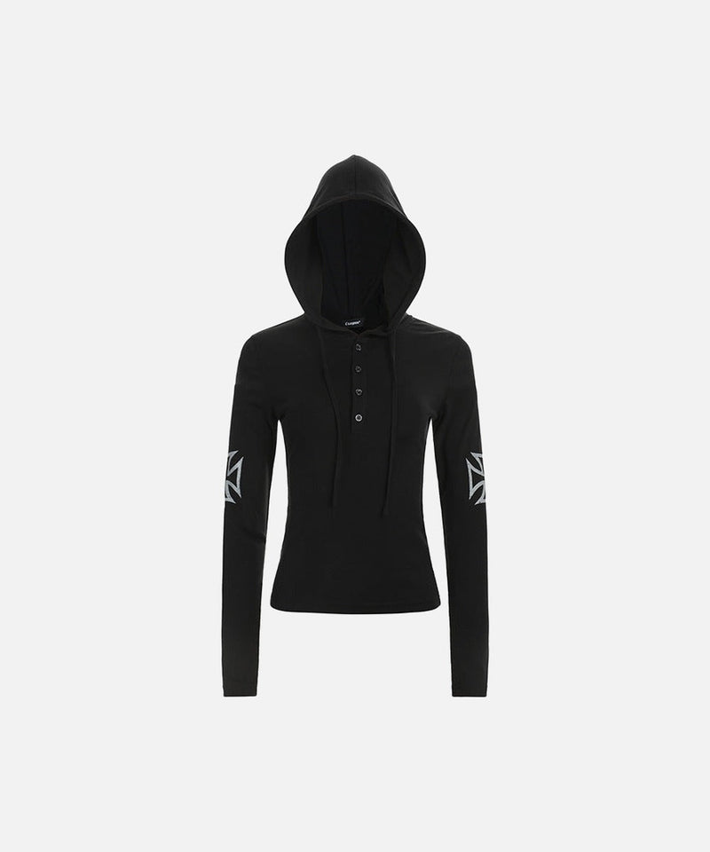 DAXUEN Long sleeve hooded top with geometric graphics