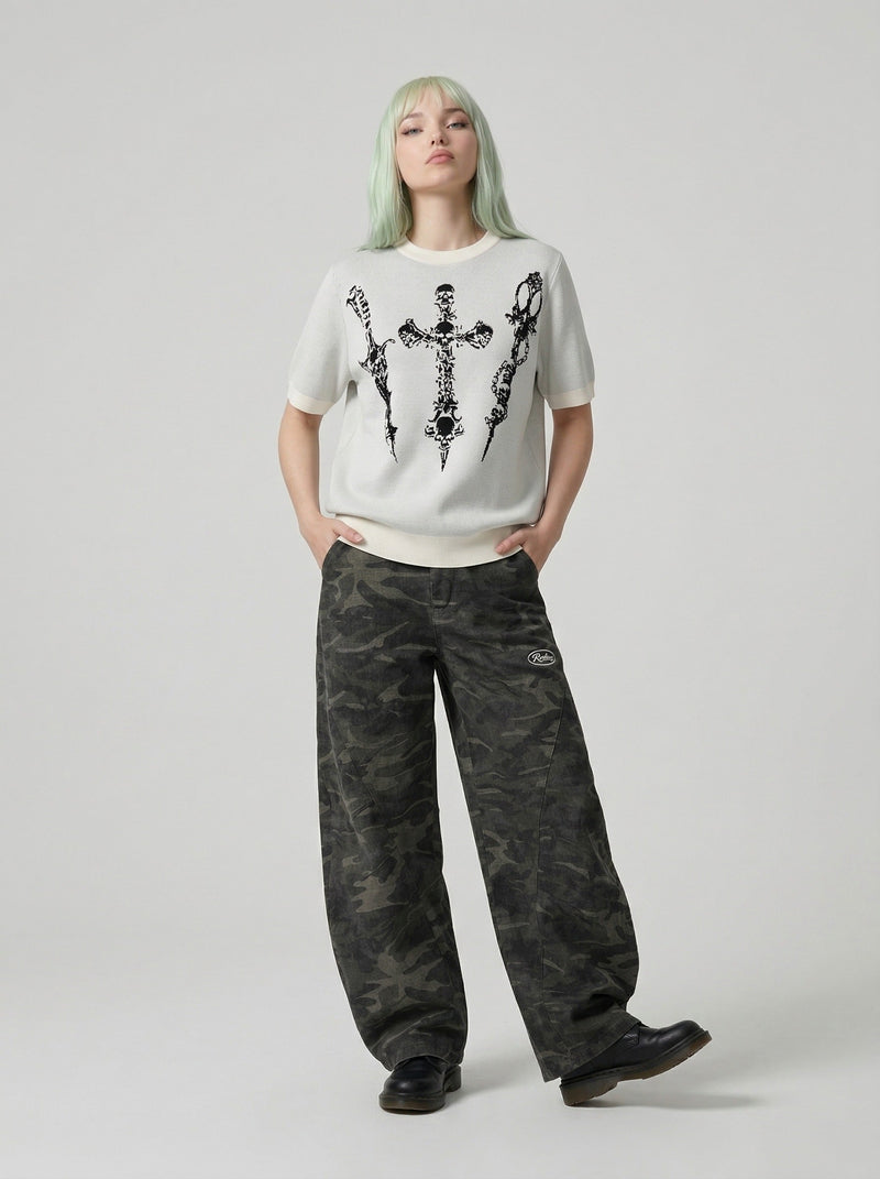 Dark Skull Graphic Crewneck Top