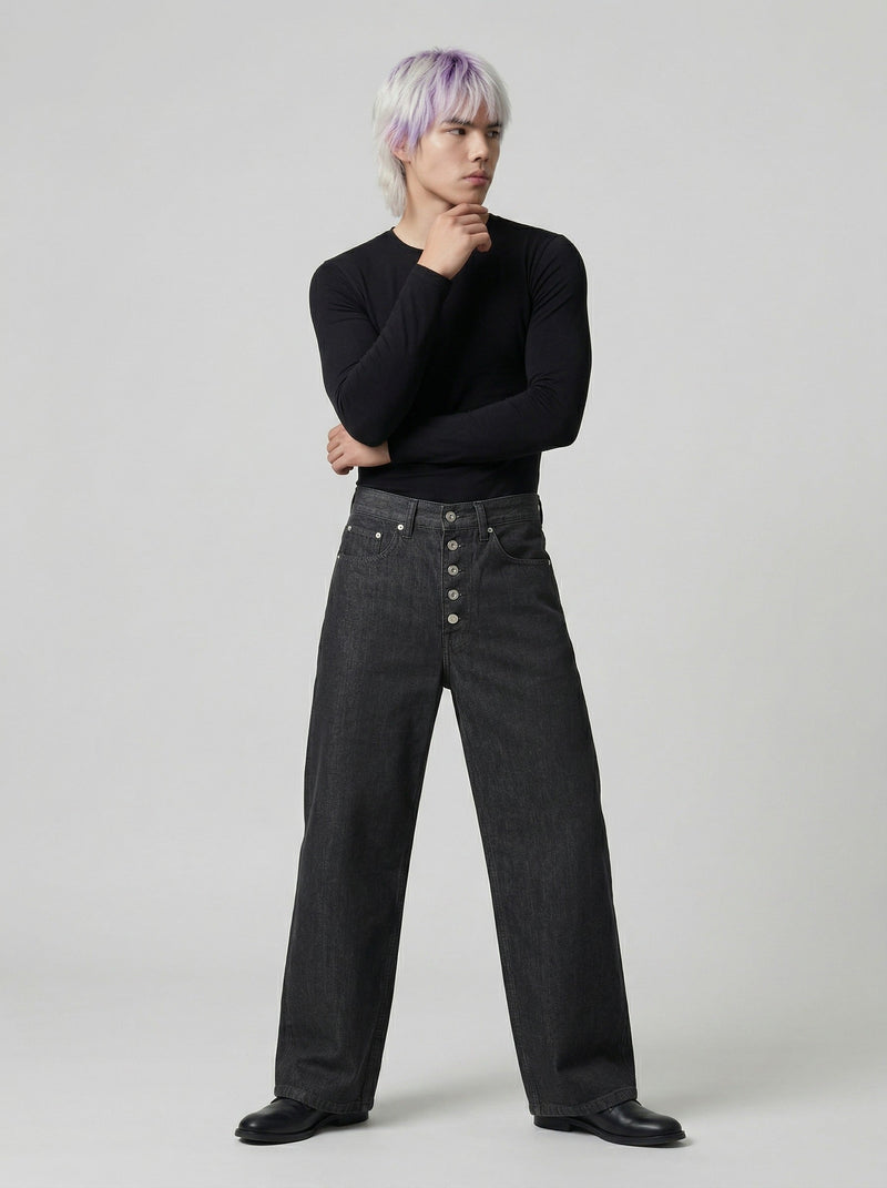 High-Waisted Bell-Leg Denim
