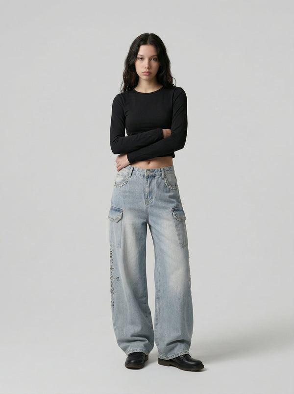 Classic High-Waisted Bell-Leg Denim