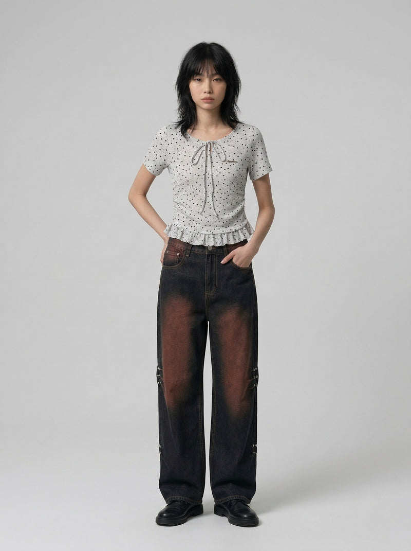 Peplum Ruffled Starry T-Shirt