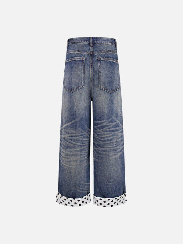 Vintage Yıkanmış İspanyol Paça Jean Pantolon, detay görünüm — Navra Wear