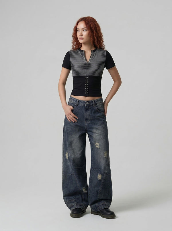 V-Neck Slim-Fit Edgy T-Shirt