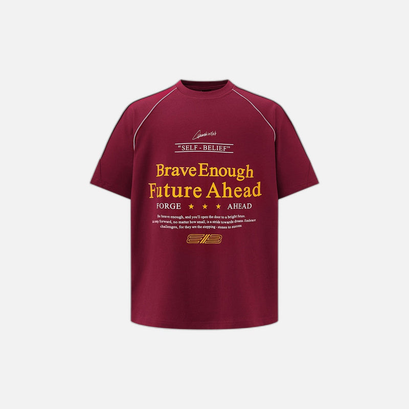 Breezy-Cut Letter Print Raglan T-Shirt