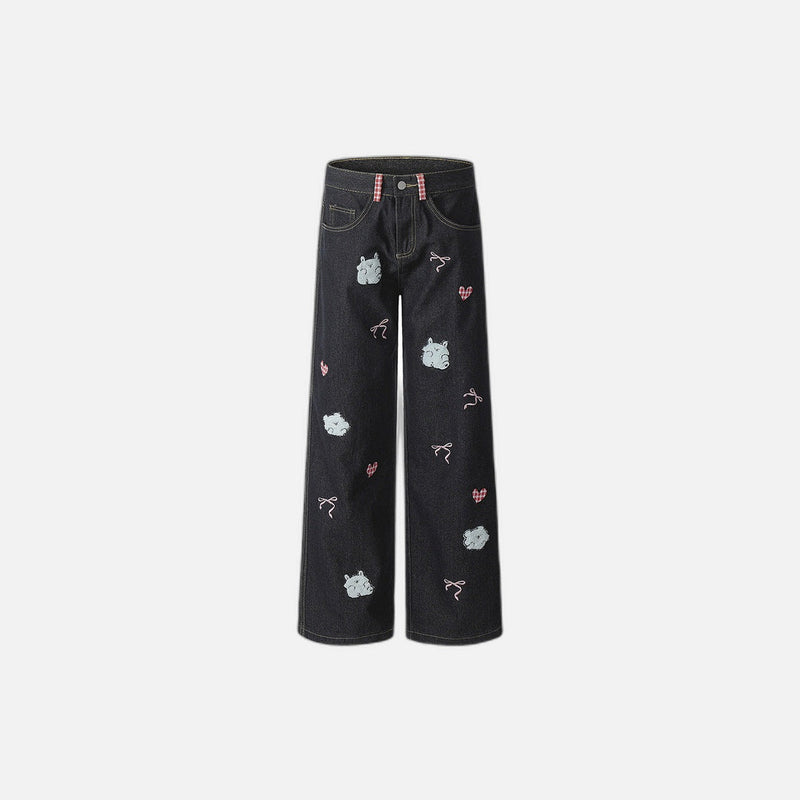 Cartoon Love Stitchwork Denim