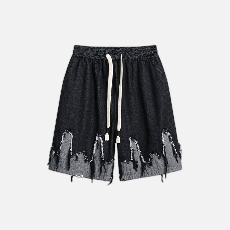 Cat Hue Patchwork Denim Shorts