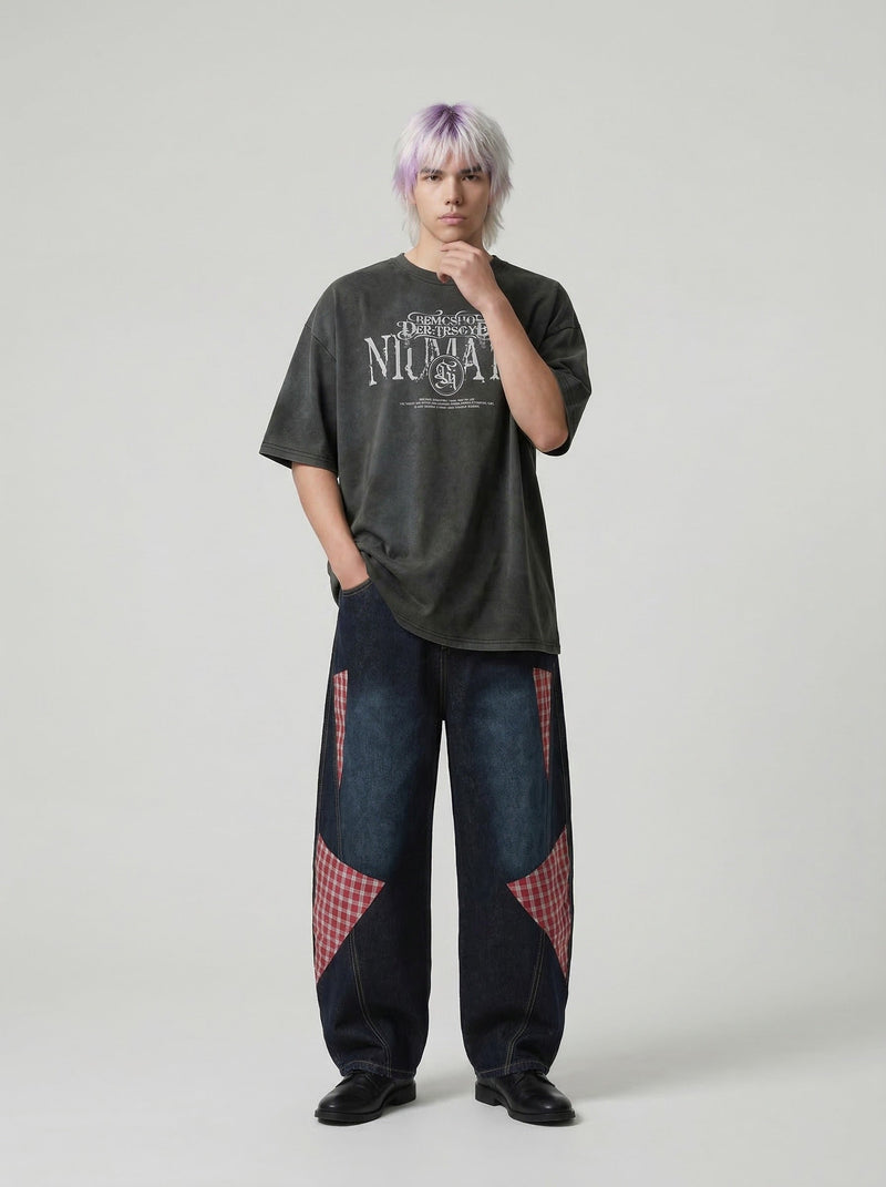 Gölge Baskılı Oversize Tişört, arka görünüm — Navra Wear