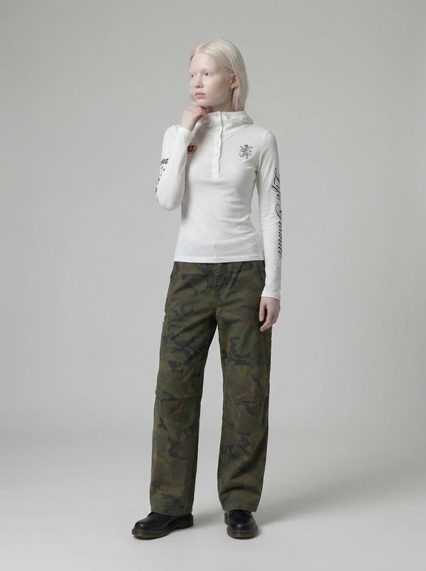 Hooded Sleeve Long Fitted Top