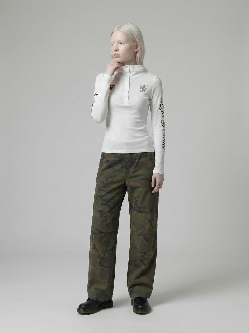 Hooded Sleeve Long Fitted Top