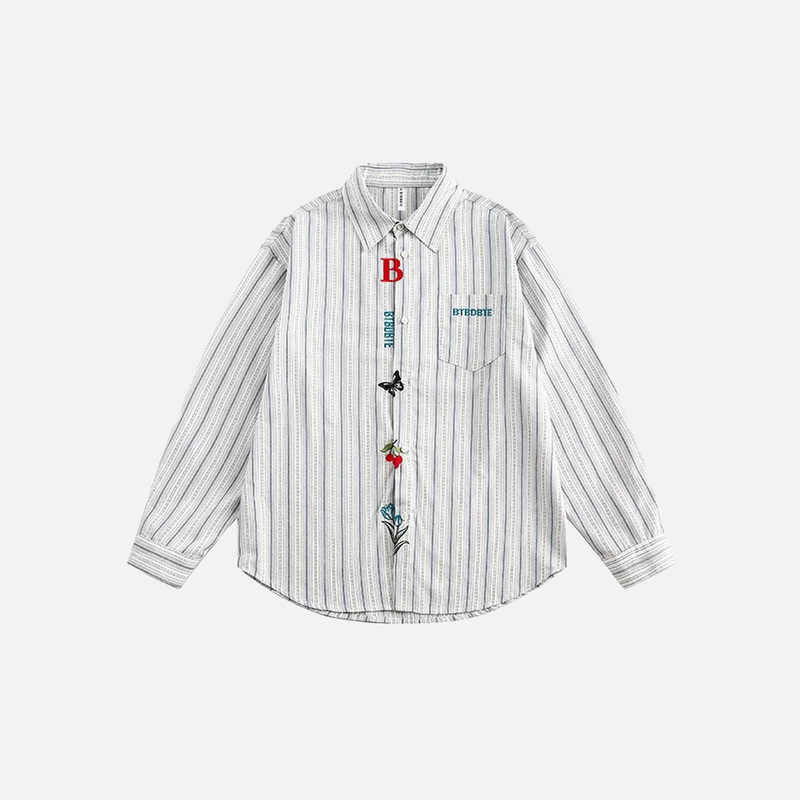 Embroidered Oversize Easy Long Sleeve Top
