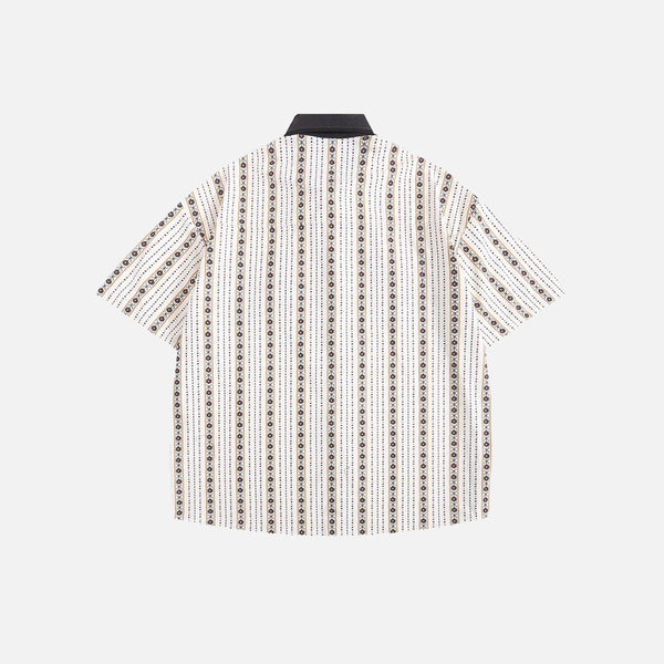 Toon Stitch Pattern Vintage Woven Top alternatif görünüm