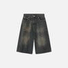 2000s Heritage Black Wide Leg Denim Shorts