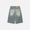 Rinse Blue Wide Leg Denim Shorts