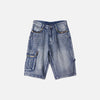 Multi-pocket Rinse Denim Shorts
