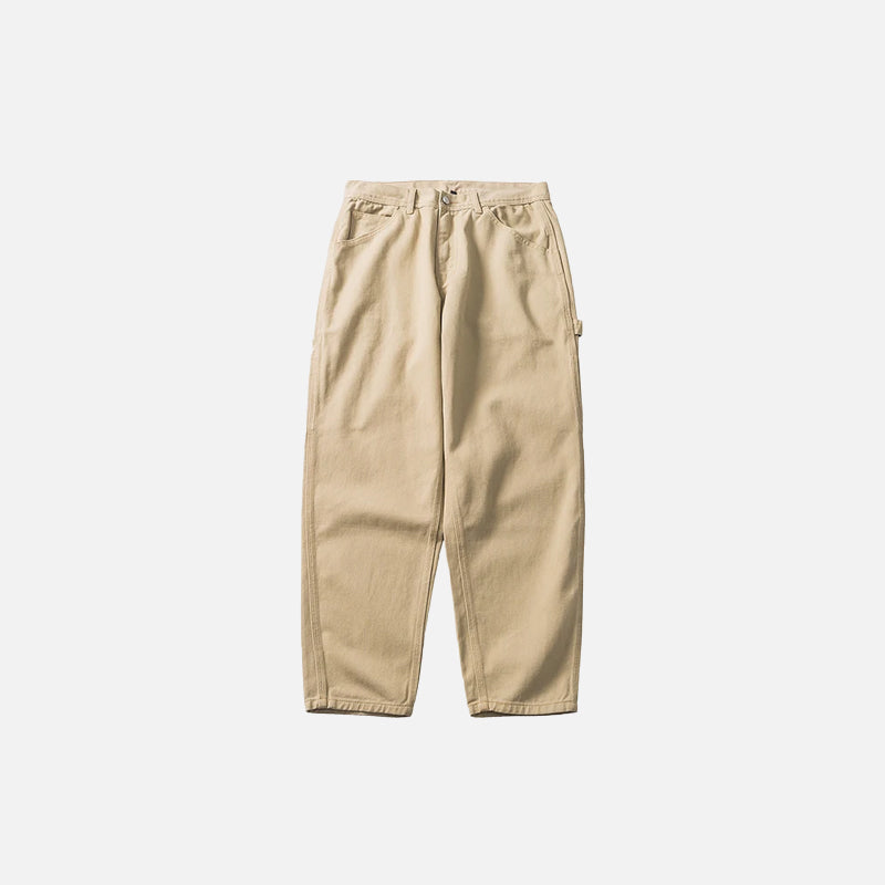 Straight Back-Pocket Solid Field Pants