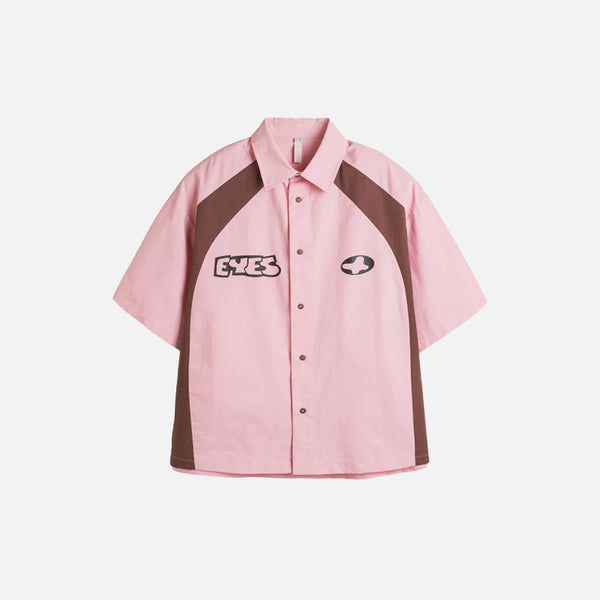 Eye-Print Panel Short Sleeve Top alternatif görünüm