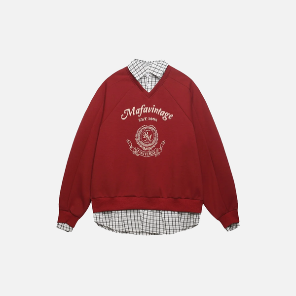 Layered Look Thermal Letter Sweatshirt