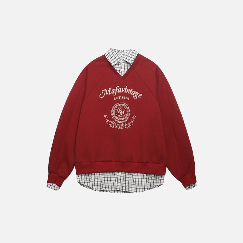 Layered Look Thermal Letter Sweatshirt