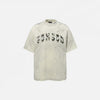 Front view of the grey Embroidered Patch Punk T-Shirt in a gray background