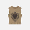 Washed-Out Royal Heart Women's Cropped Top