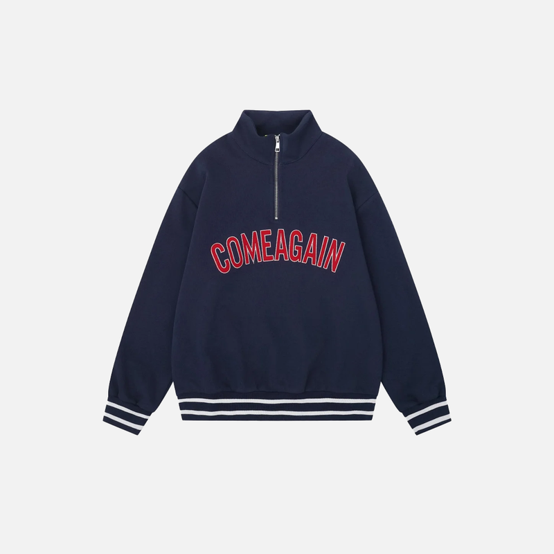 Script Half-Zip Relaxed Sweatshirt