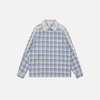 Mesh-Panel Embroidered Plaid Lapel Top