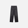 Front view of the black Vintage Loose High-Waisted Jeans in a gray background