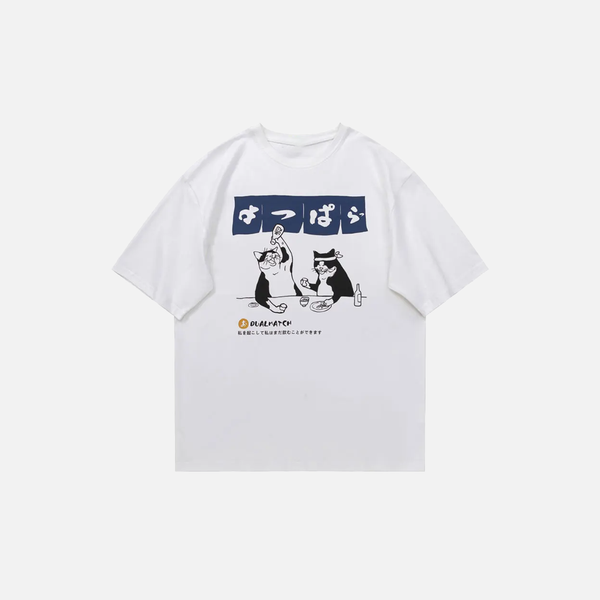 Shinjuku Style Pawed Print Print Oversized T-Shirt alternatif görünüm