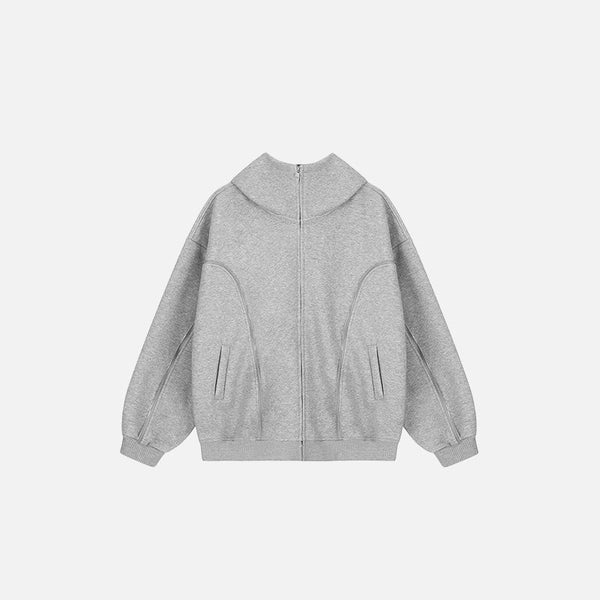 Curved Seam Zip-Up Sweatshirt alternatif görünüm
